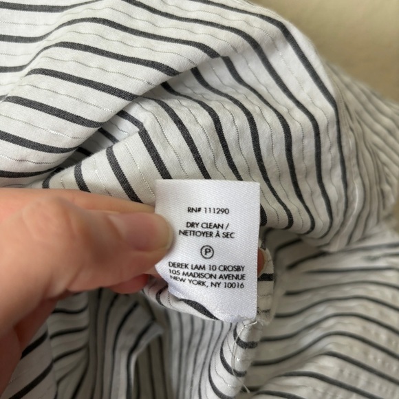 Derek Lam 10 Crosby Metallic Striped Print Long Ruffle Sleeve Career Blouse Top - Picture 11 of 13